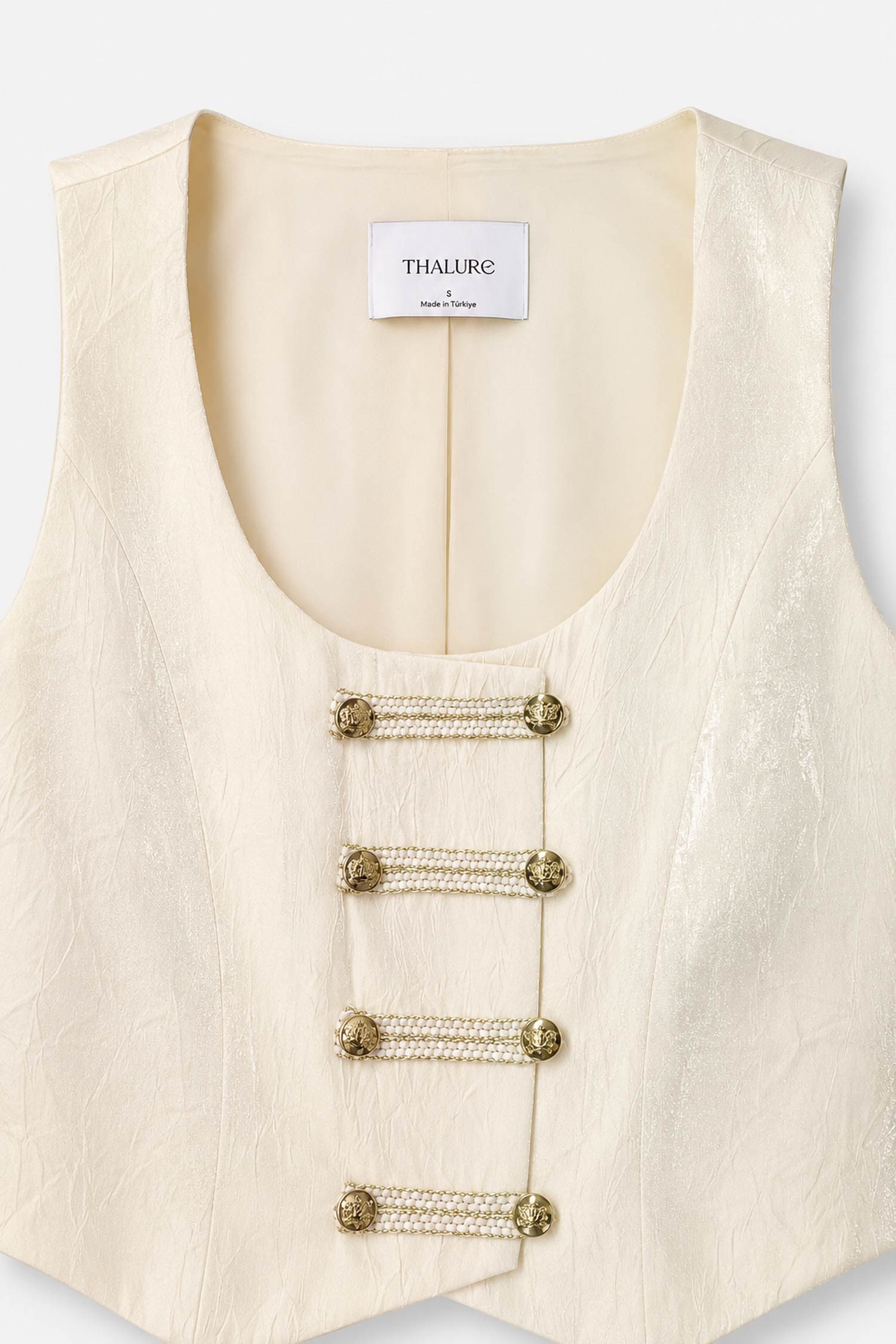 Kadın Sarı Şerit Detaylı Slim Fit Yelek-Thalure
