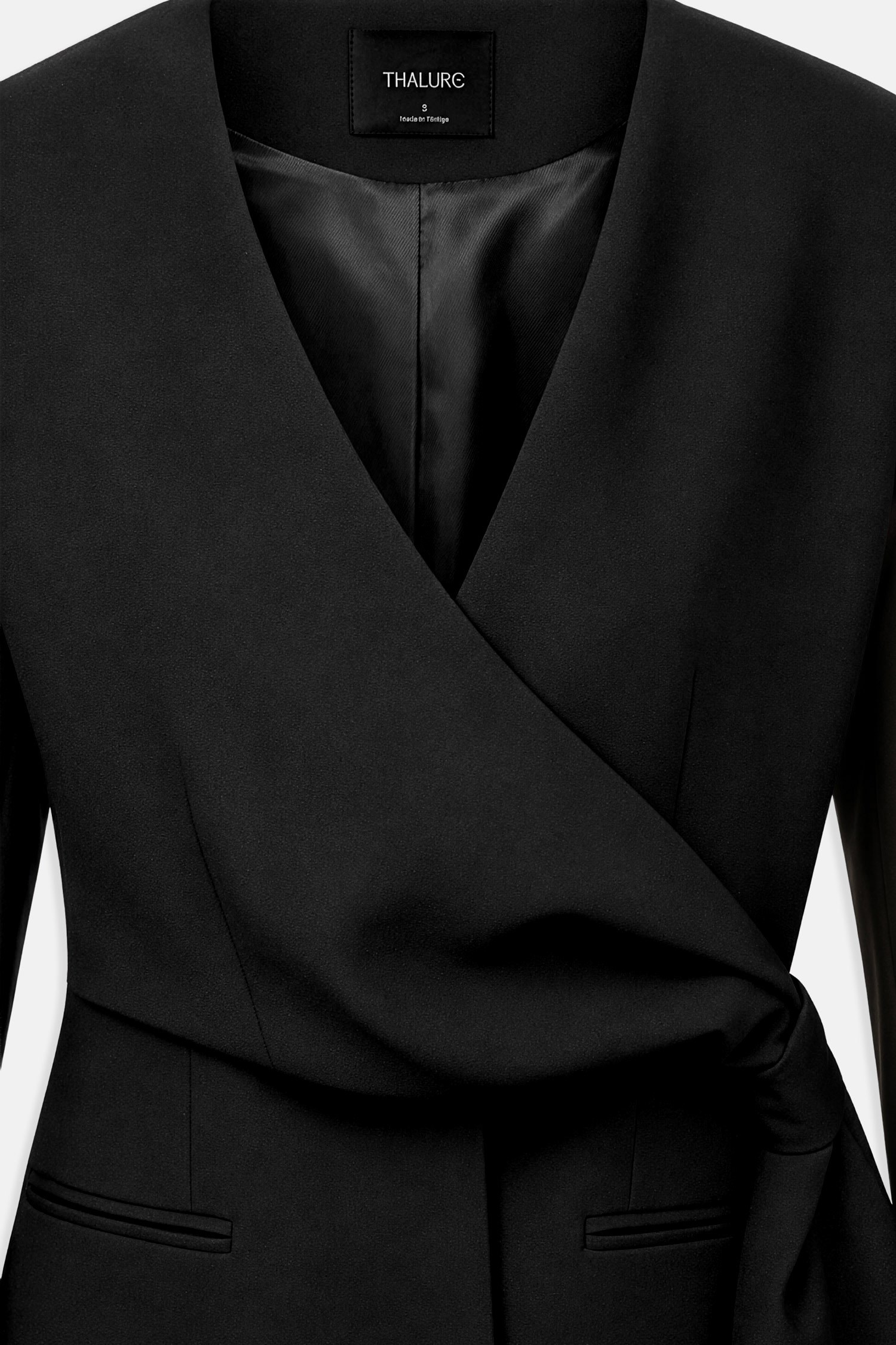 Kadın Siyah Beli Büzgülü Blazer-Thalure