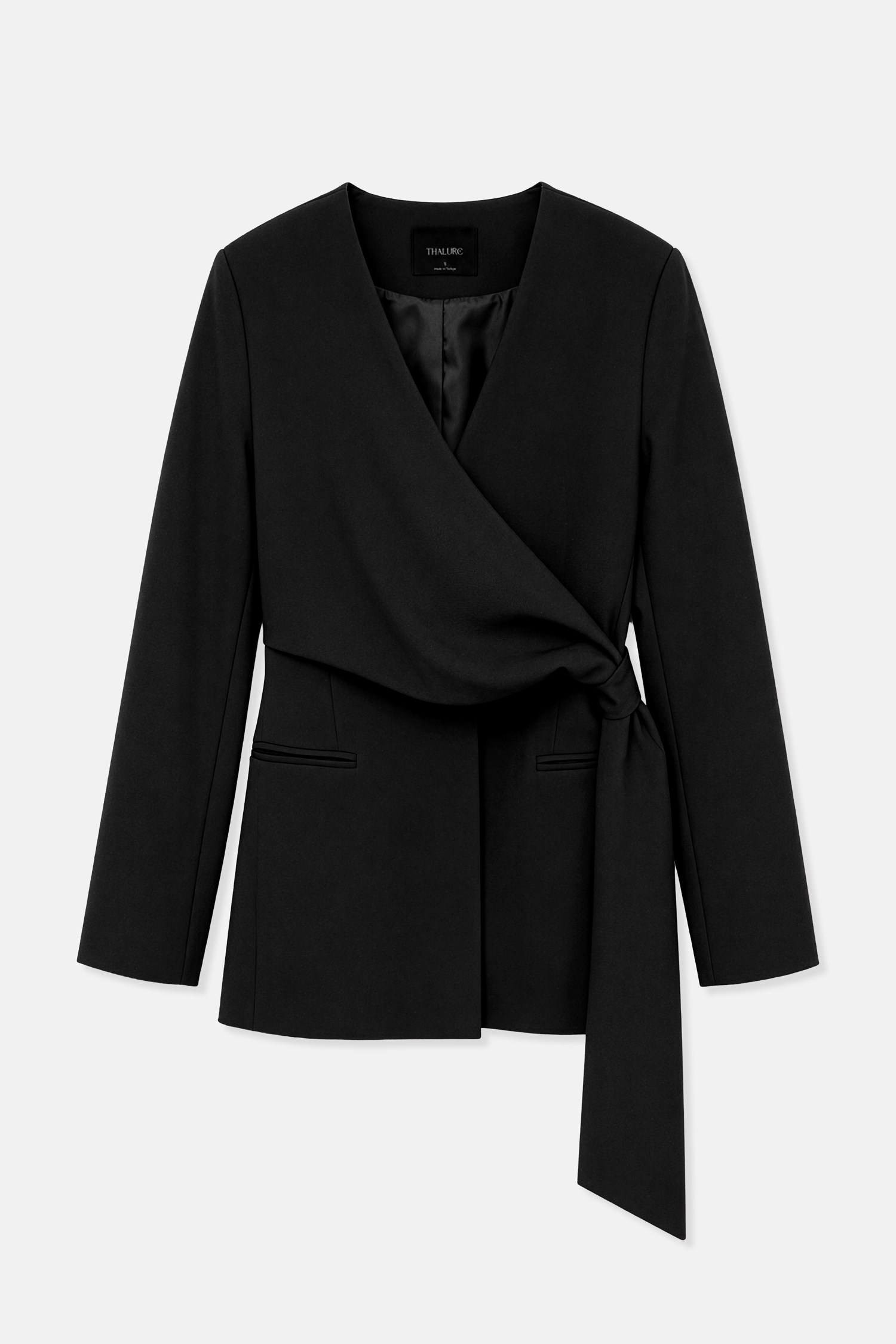 Kadın Siyah Beli Büzgülü Blazer-Thalure