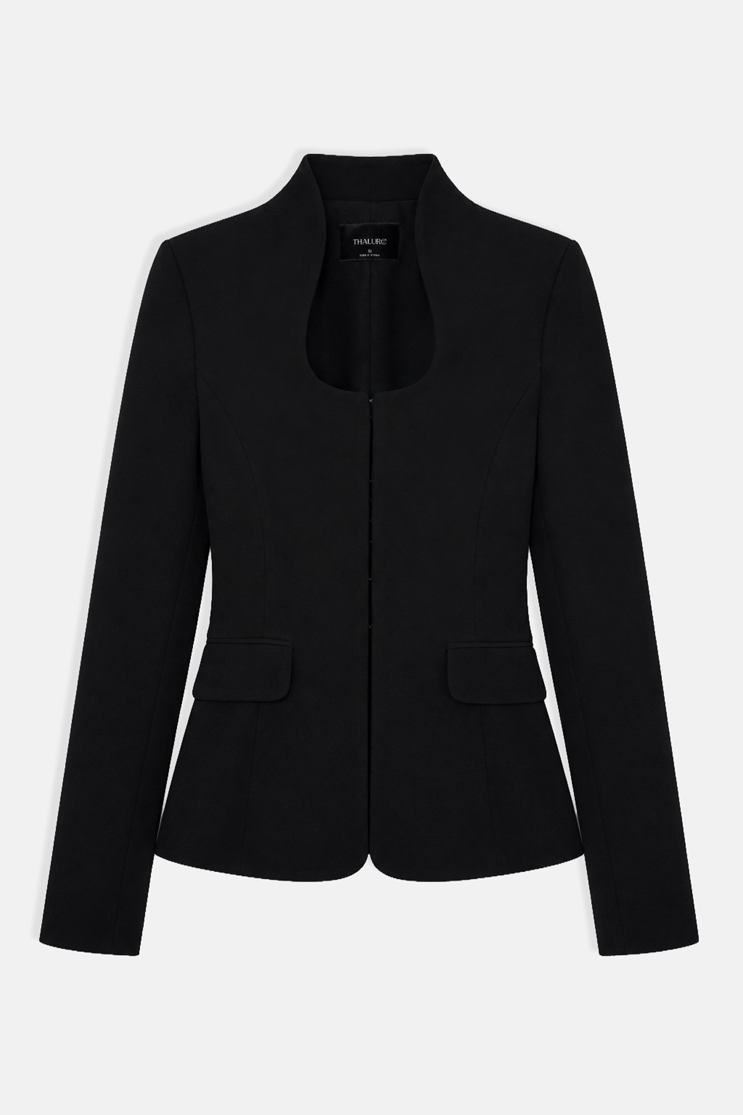 Kadın Siyah Dik Yakalı Fit Blazer-Thalure