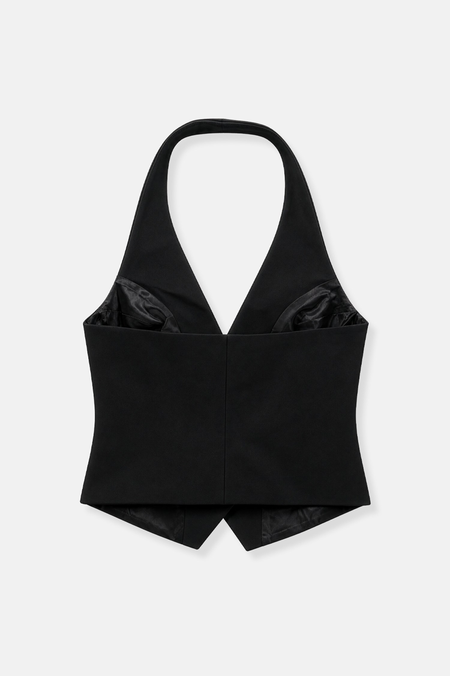 Kadın Siyah Halter Yaka Kruvaze Fit Yelek-Thalure