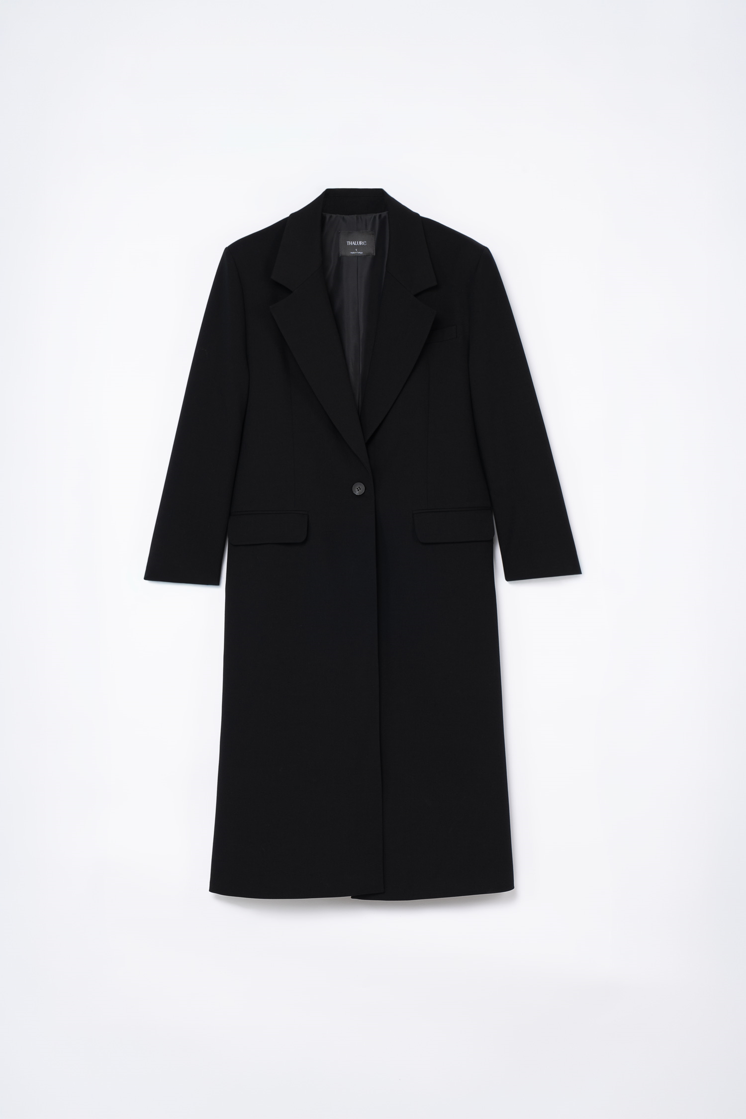 Kadın Siyah Oversize Uzun Ceket-Thalure
