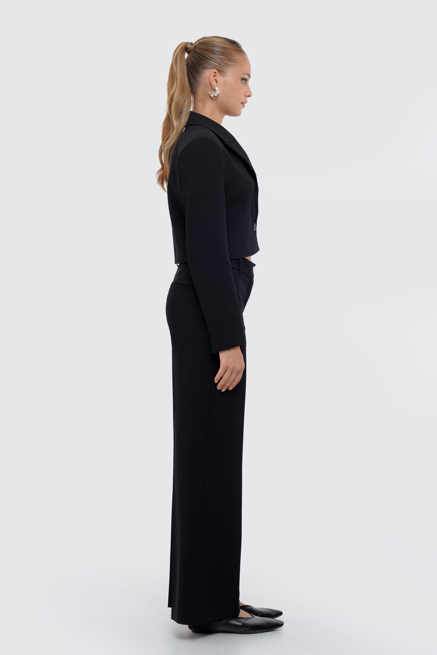 Kadın Siyah Slim Fit Basic Pantolon-Thalure