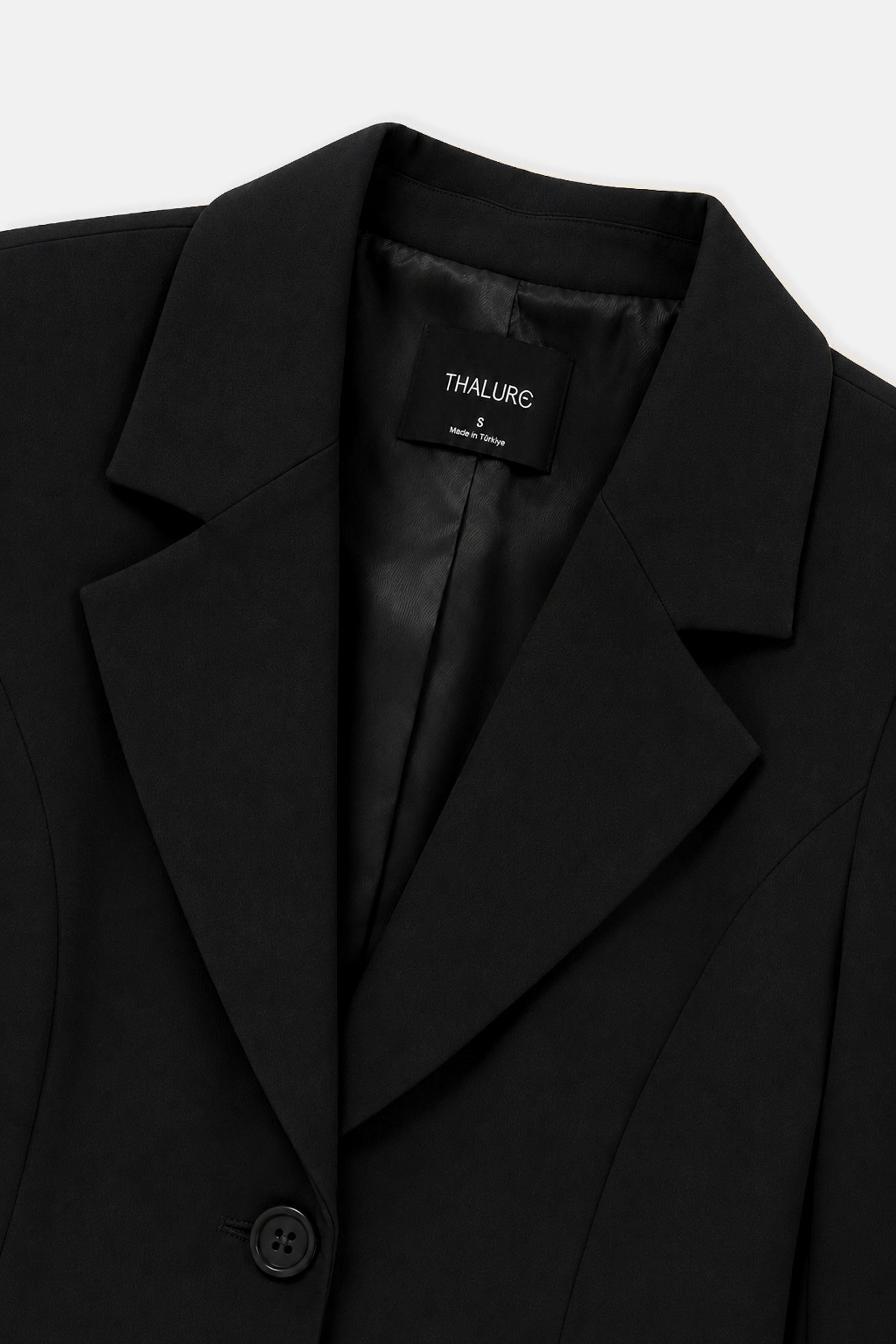 Kadın Siyah Vücuda Oturan Kısa Klasik Blazer-Thalure