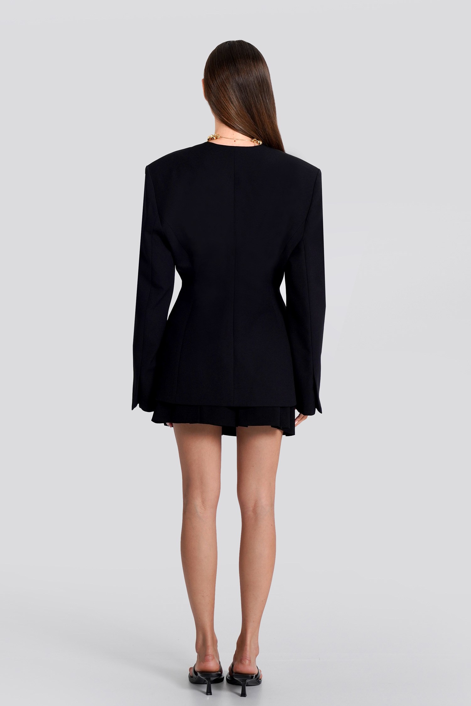 Kadın Siyah Yakasız Blazer-Thalure