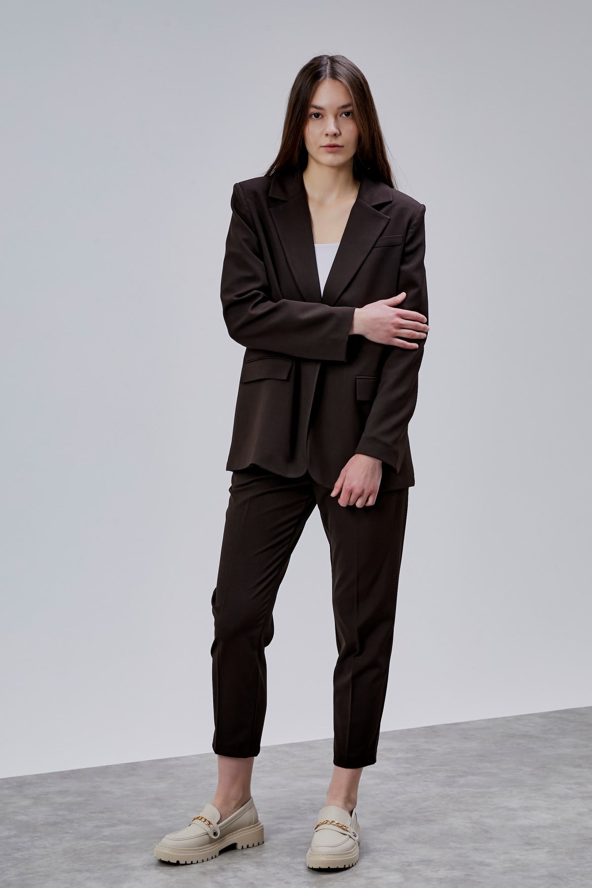 Acı Kahve Kruvaze Regular Blazer Takım