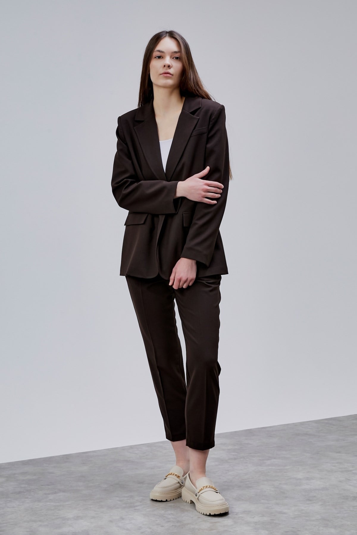 Acı Kahve Kruvaze Regular Blazer Takım