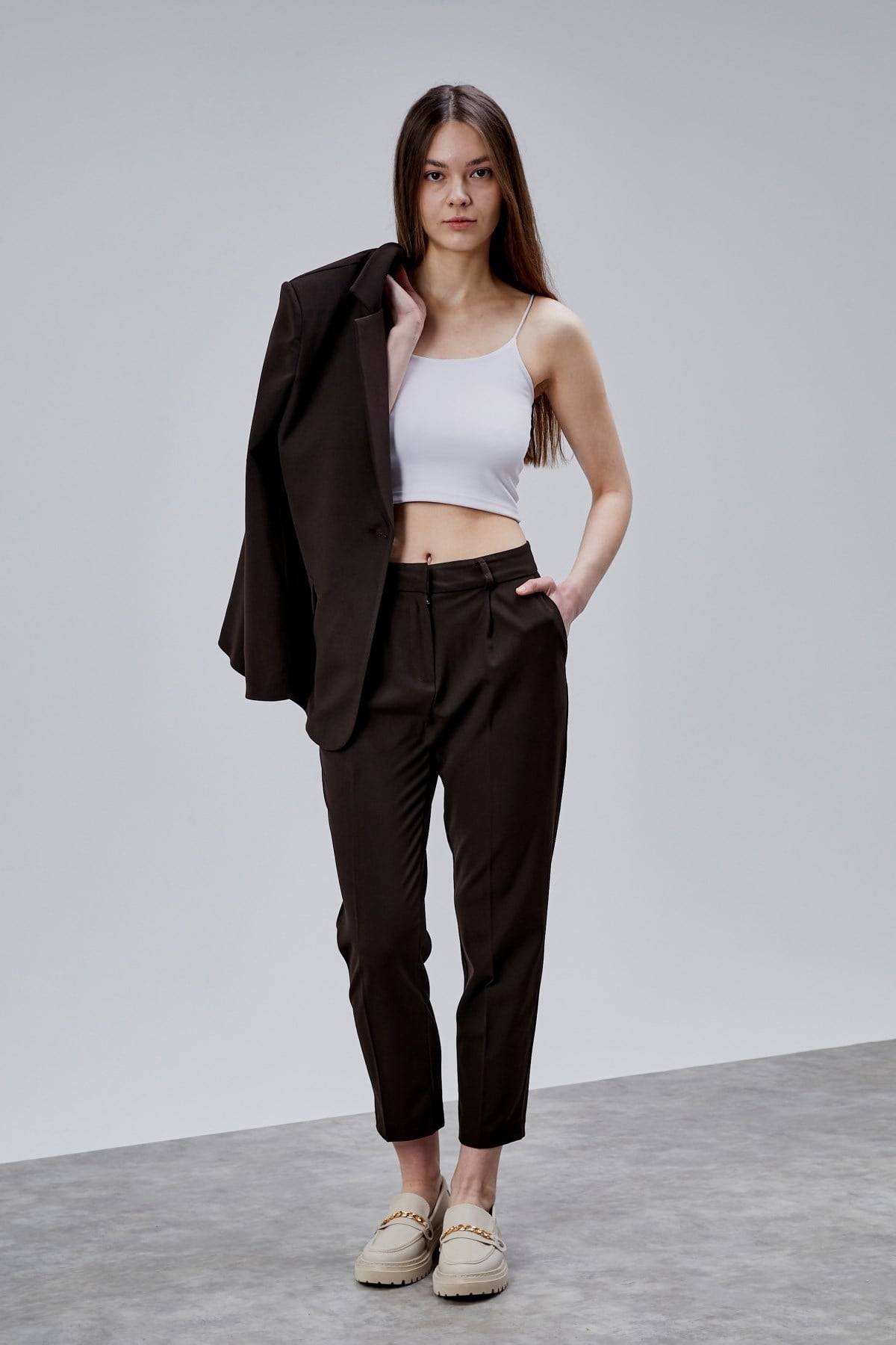 Acı Kahve Kruvaze Regular Blazer Takım