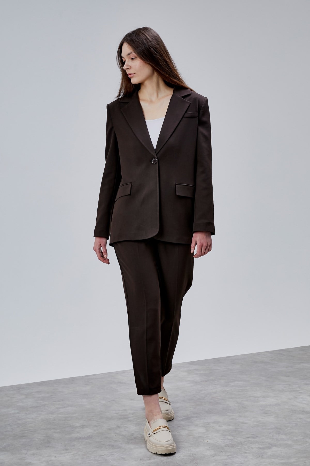 Acı Kahve Kruvaze Regular Blazer Takım
