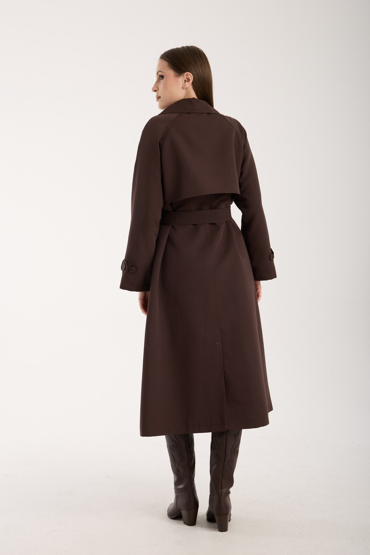 Acı Kahve Oversize Astarlı Trençkot