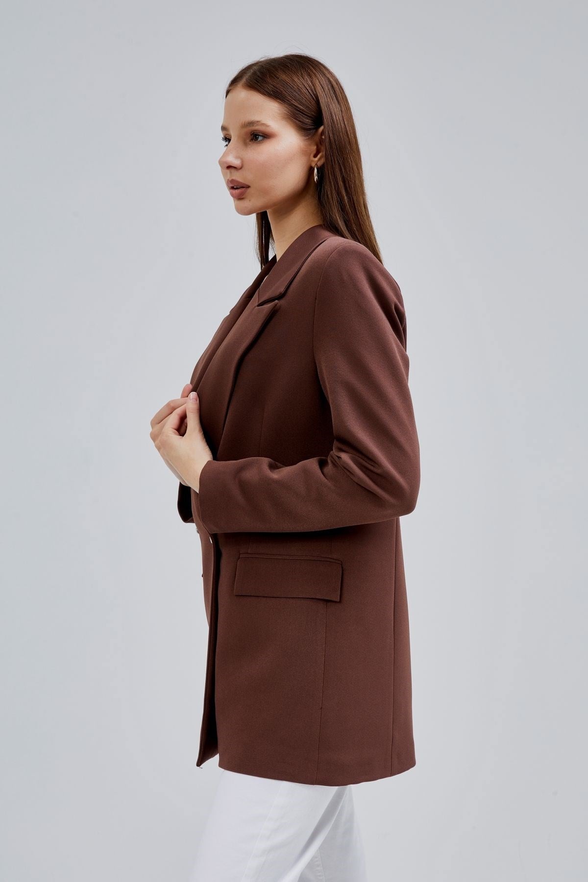 Acı Kahve Oversize Dokuma Blazer Ceket