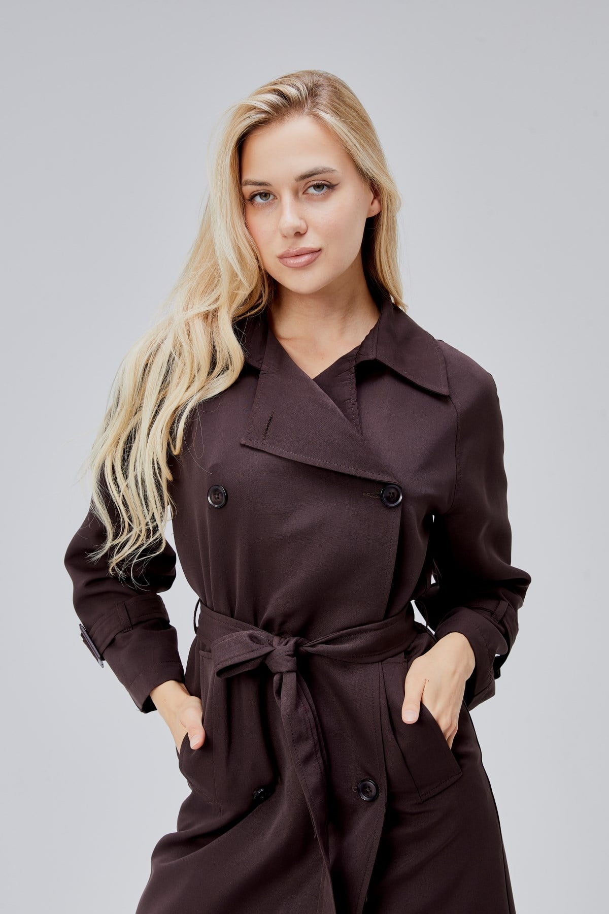 Acı Kahve Oversize Kuşaklı Trençkot