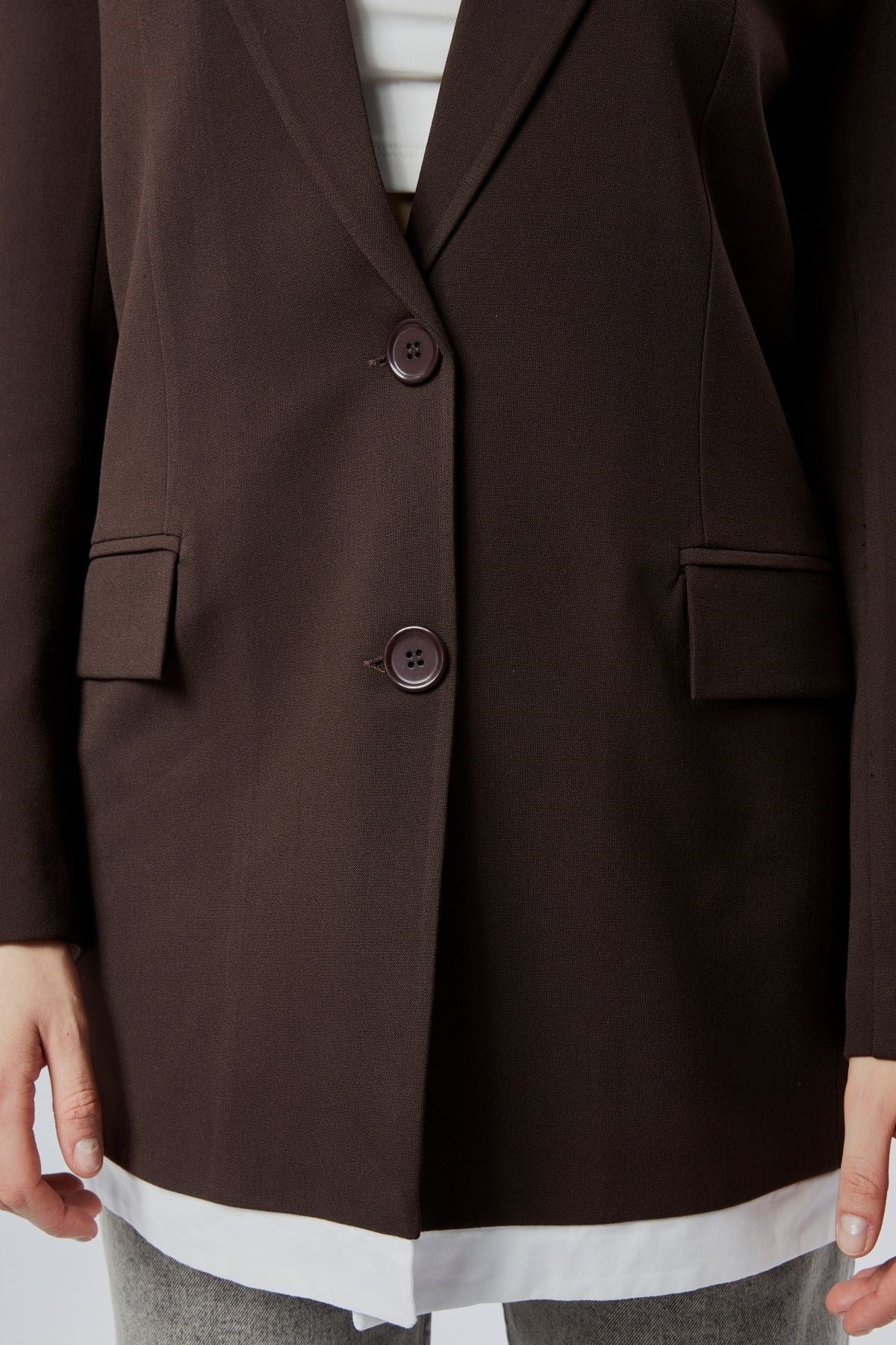 Acı Kahve Oversize Uzun Blazer Ceket