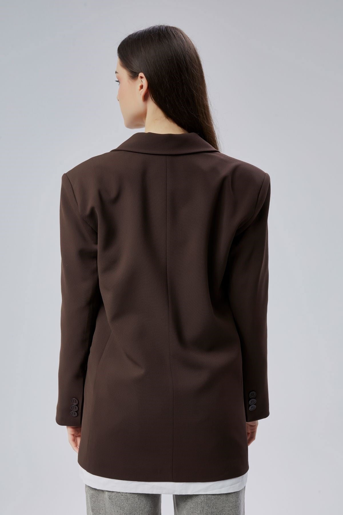 Acı Kahve Oversize Uzun Blazer Ceket