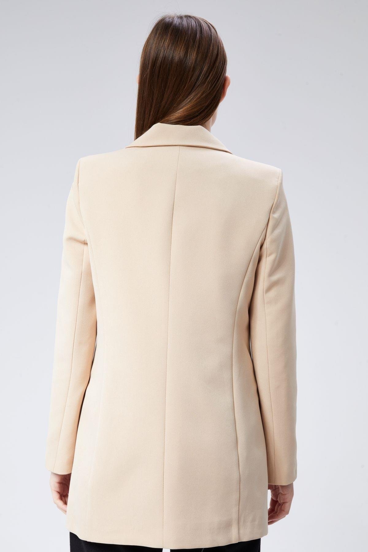 Açık Bej Oversize Dokuma Blazer Ceket