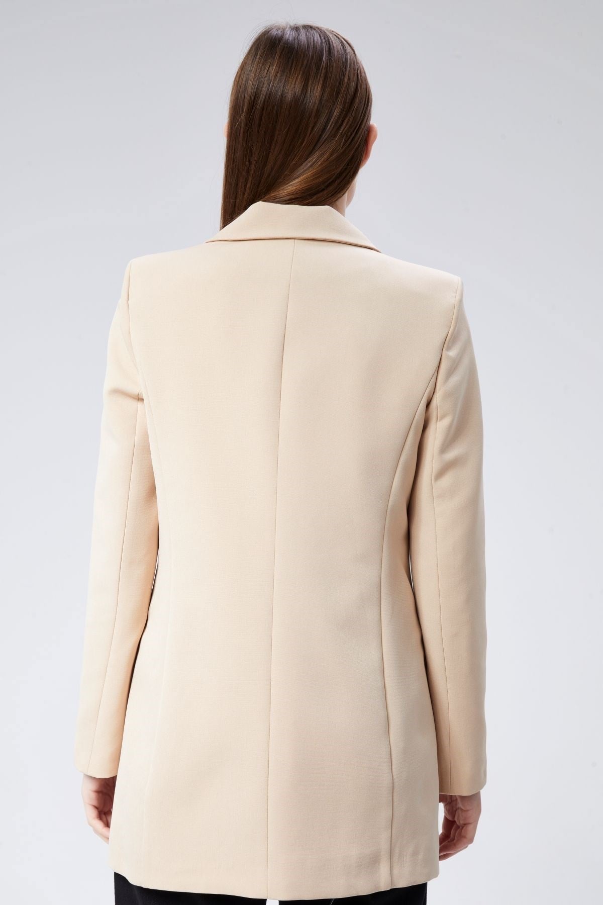 Açık Bej Oversize Dokuma Blazer Ceket
