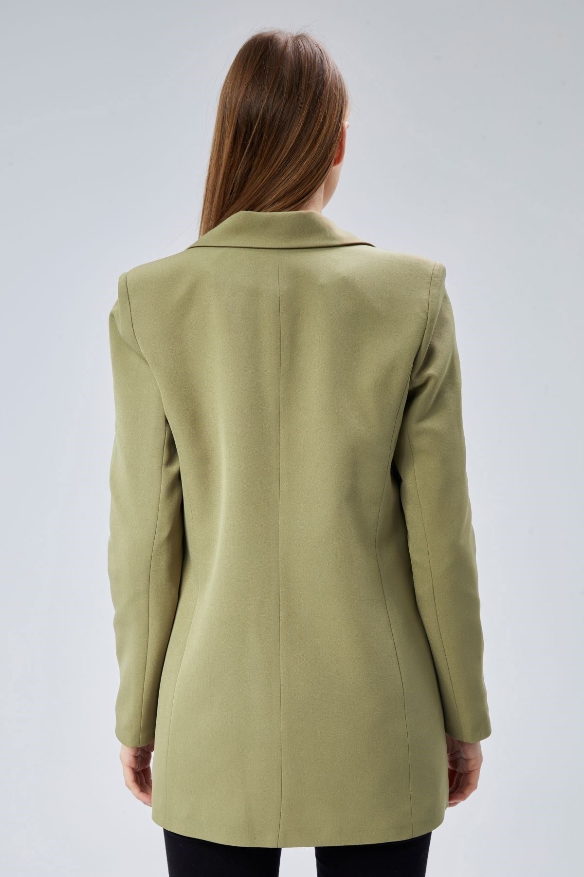 Açık Haki Oversize Dokuma Blazer Ceket
