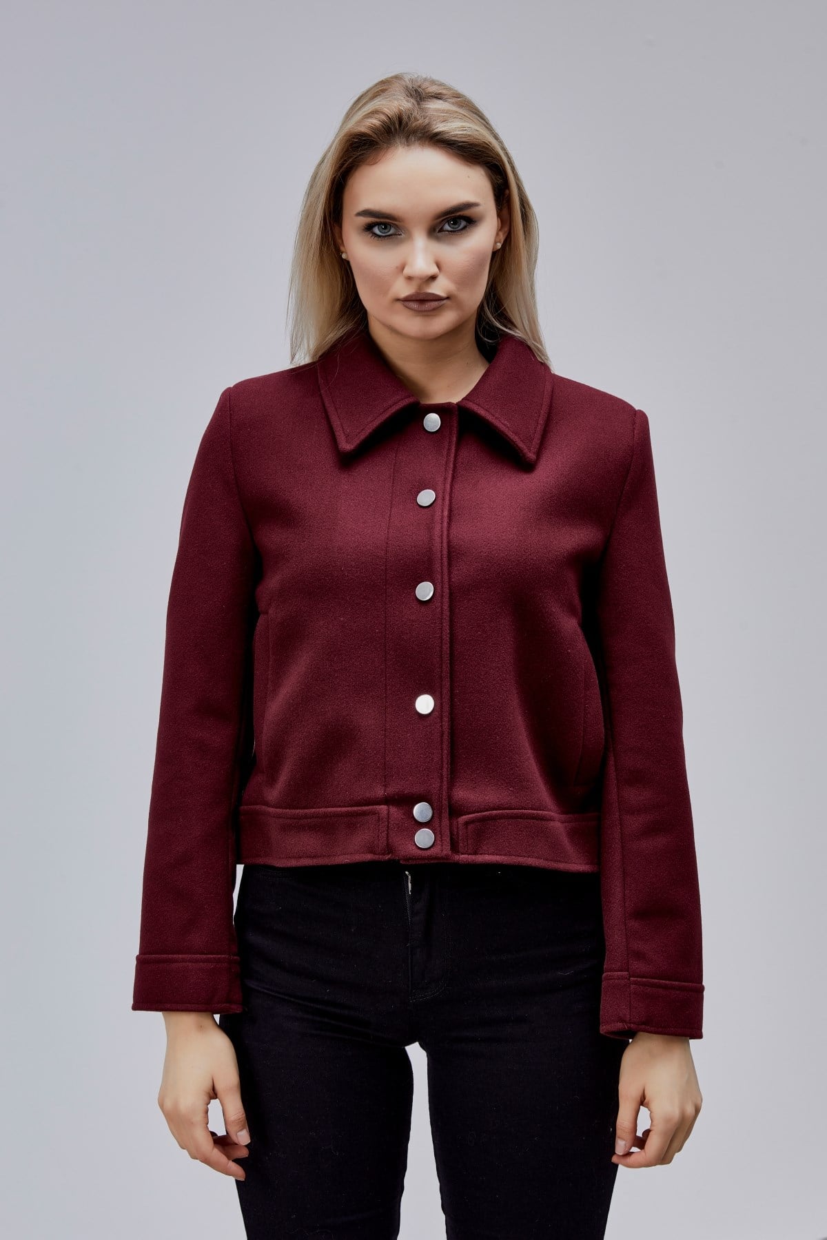 Amelie Bordo Çıtçıt Kapamalı Regular Kaşe Ceket