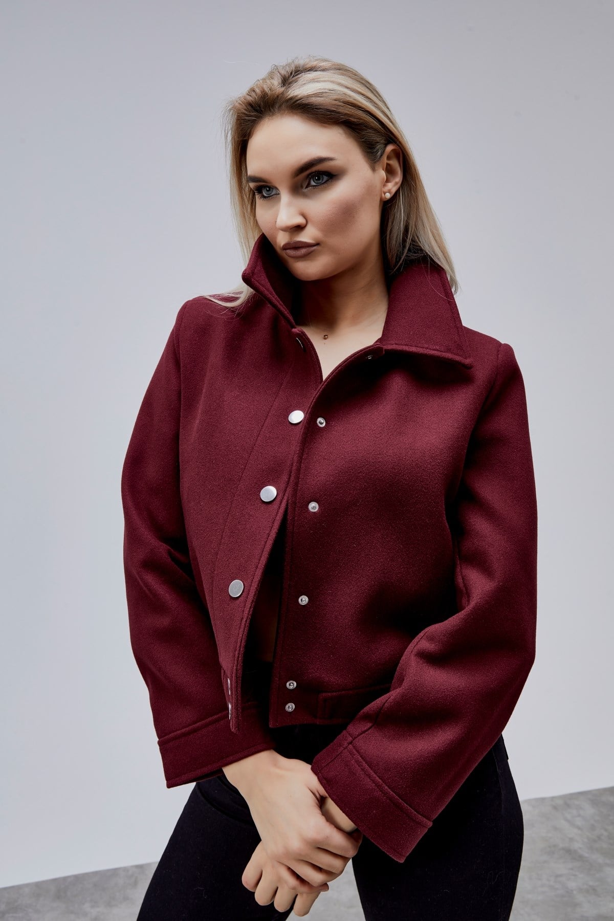 Amelie Bordo Çıtçıt Kapamalı Regular Kaşe Ceket