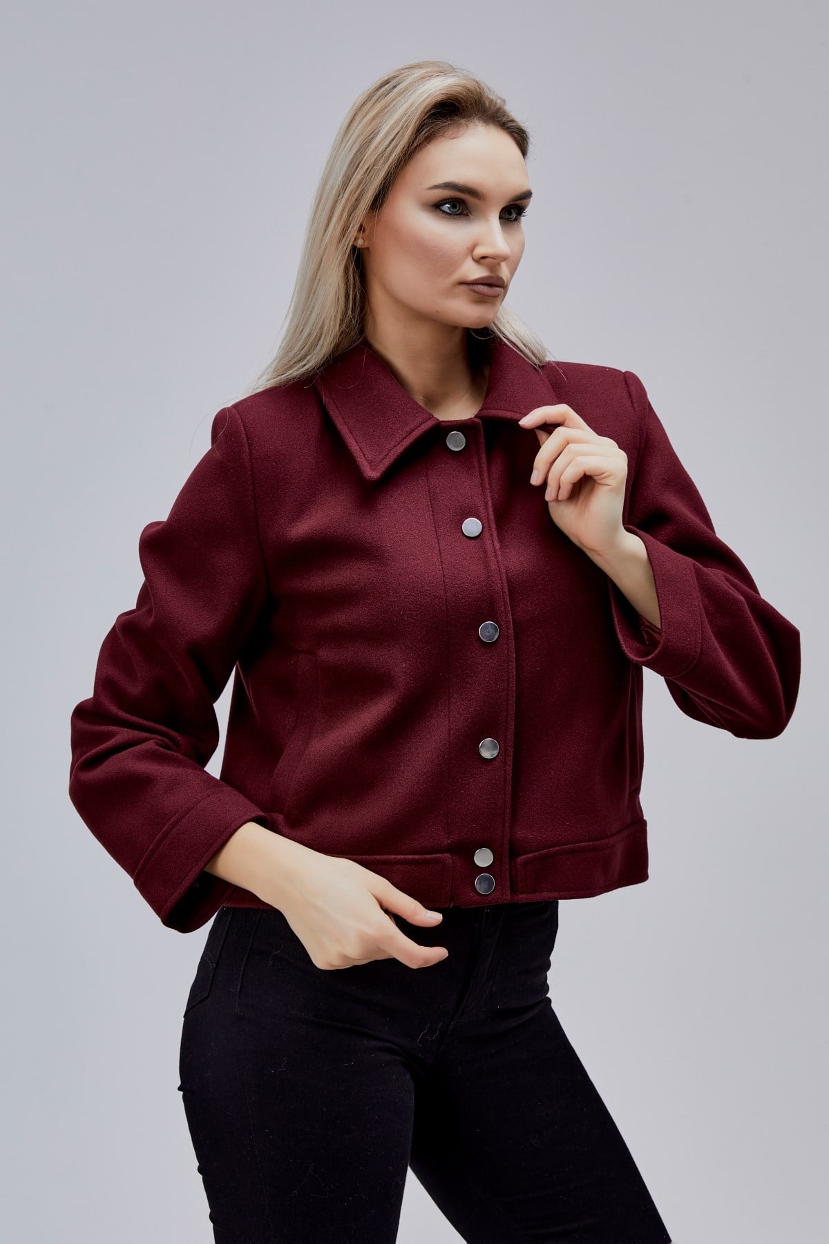 Amelie Bordo Çıtçıt Kapamalı Regular Kaşe Ceket