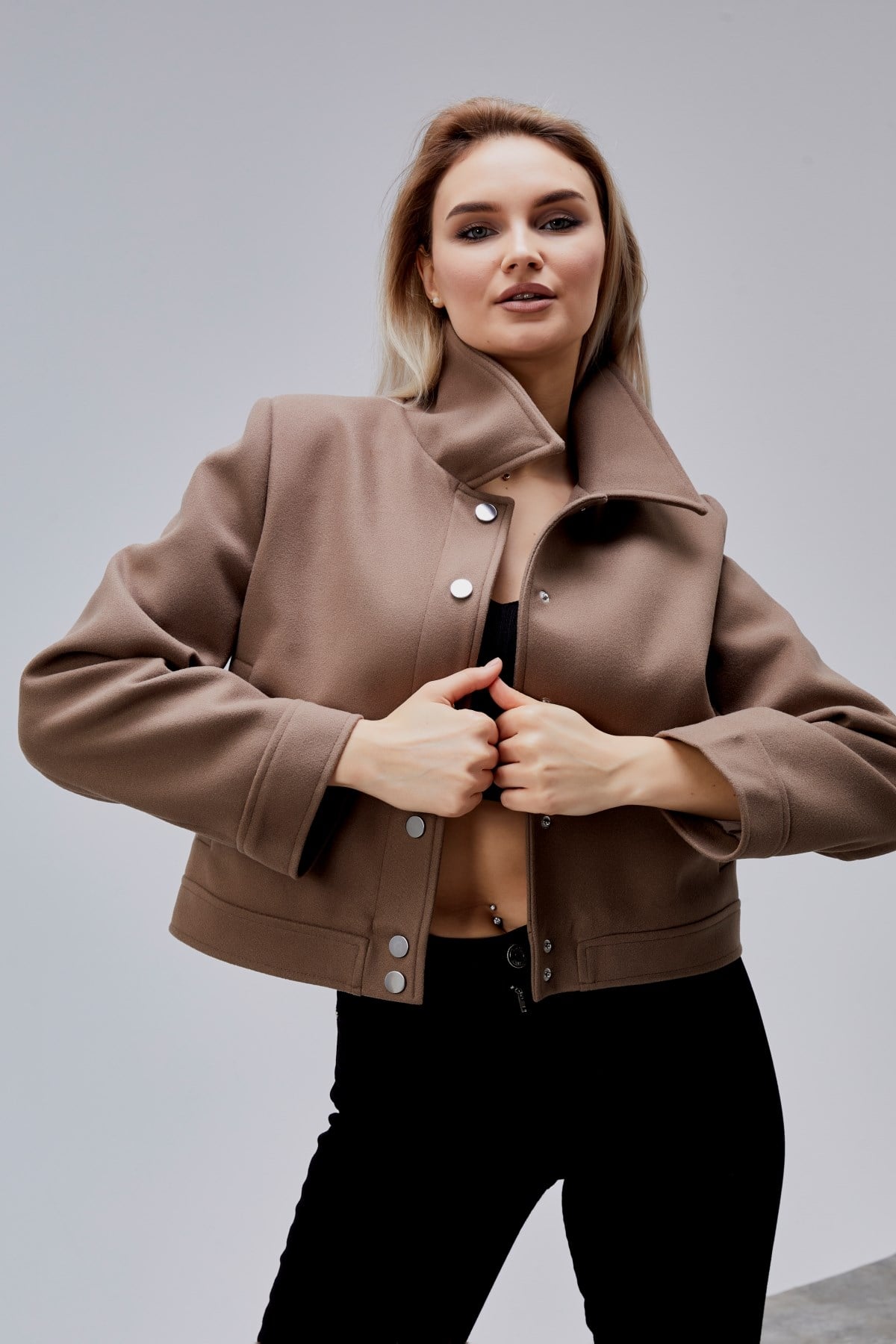 Amelie Vizon Çıtçıt Kapamalı Regular Kaşe Ceket