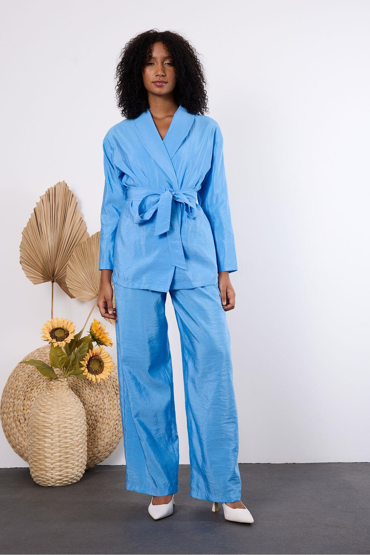 Bebe Mavisi Oversize Kimono Takım