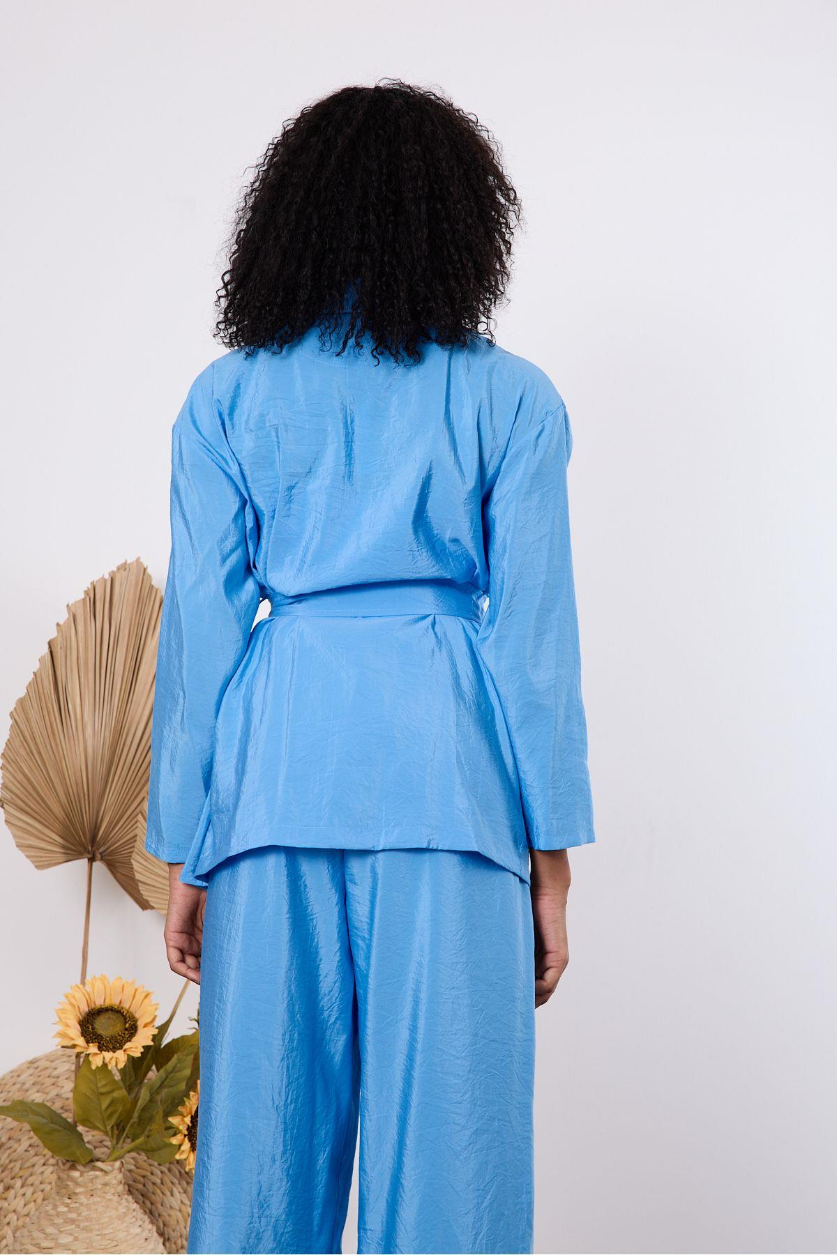 Bebe Mavisi Oversize Kimono Takım