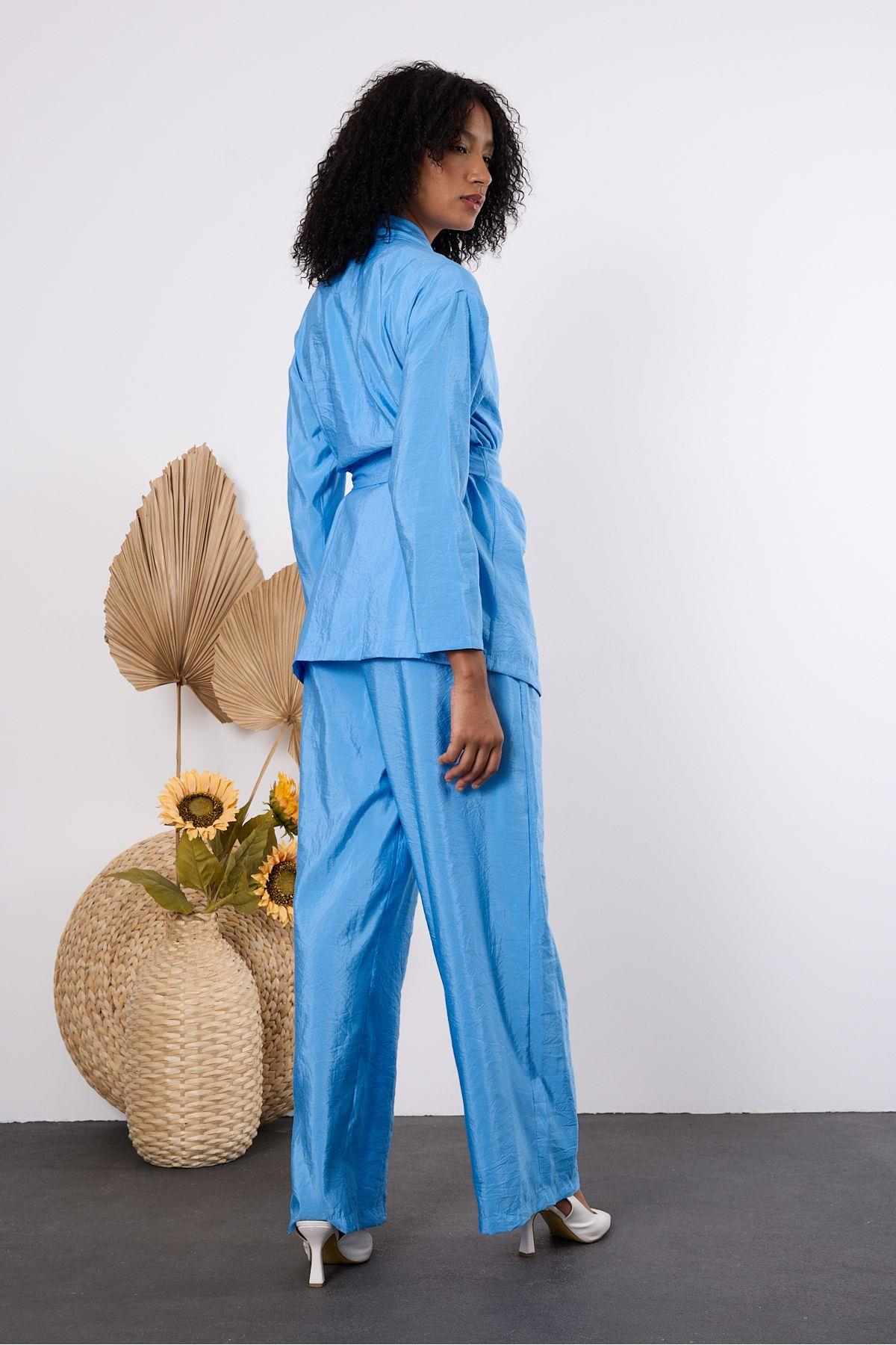 Bebe Mavisi Oversize Kimono Takım