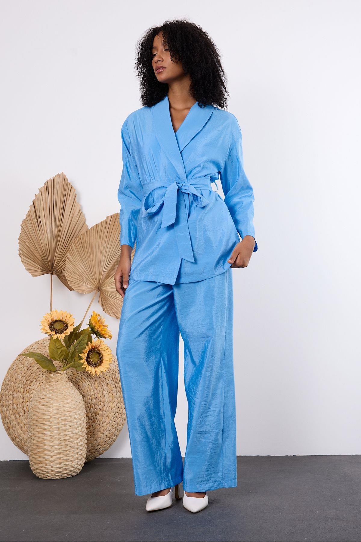 Bebe Mavisi Oversize Kimono Takım