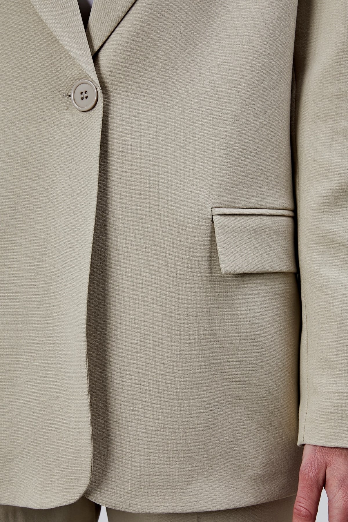 Bej Kruvaze Regular Blazer Takım