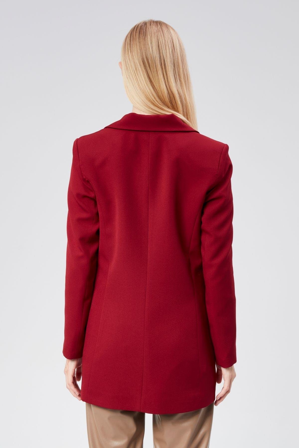 Bordo Oversize Dokuma Blazer Ceket