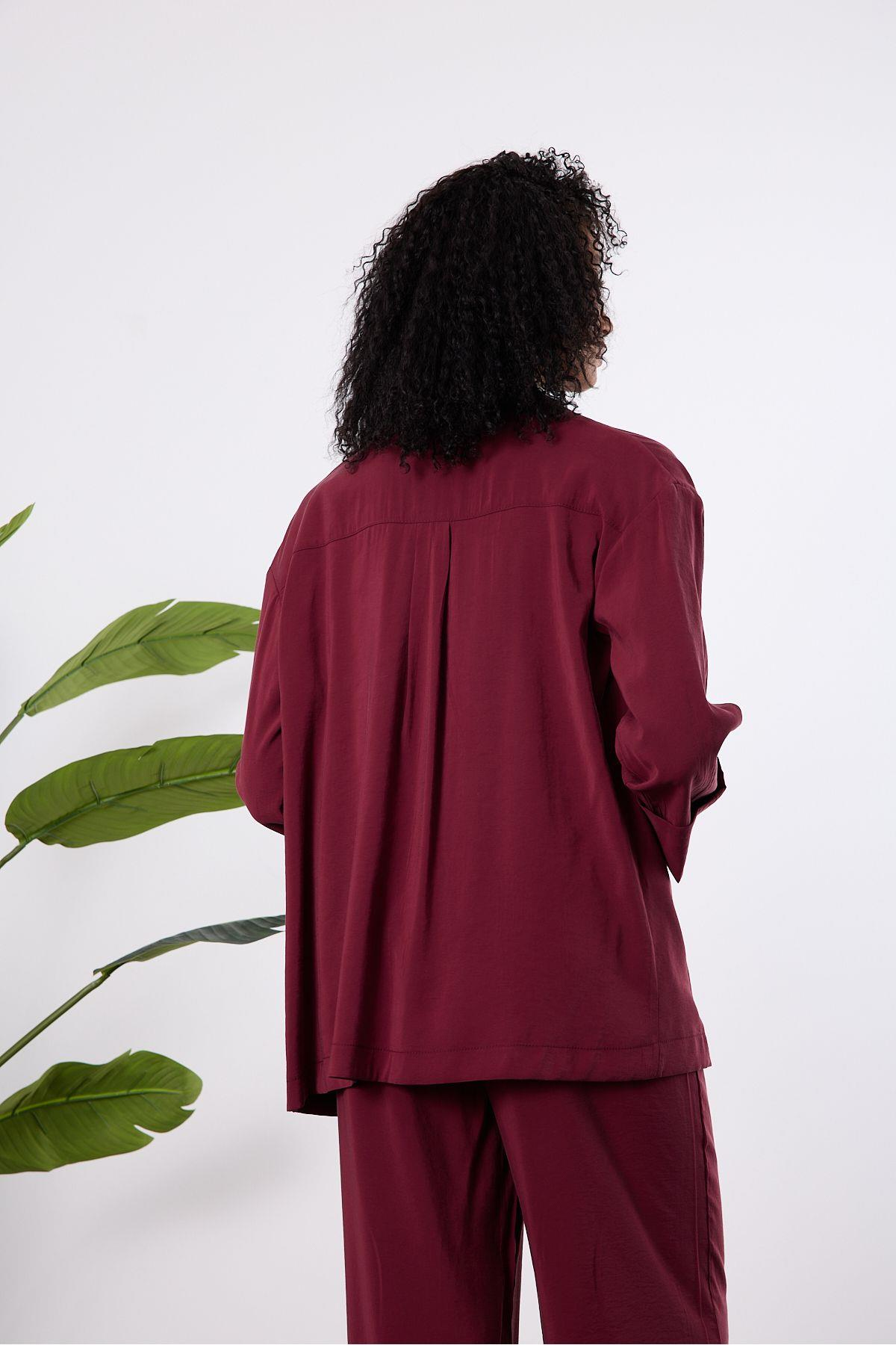 Bordo Regular Astarsız Mevsimlik Ceket