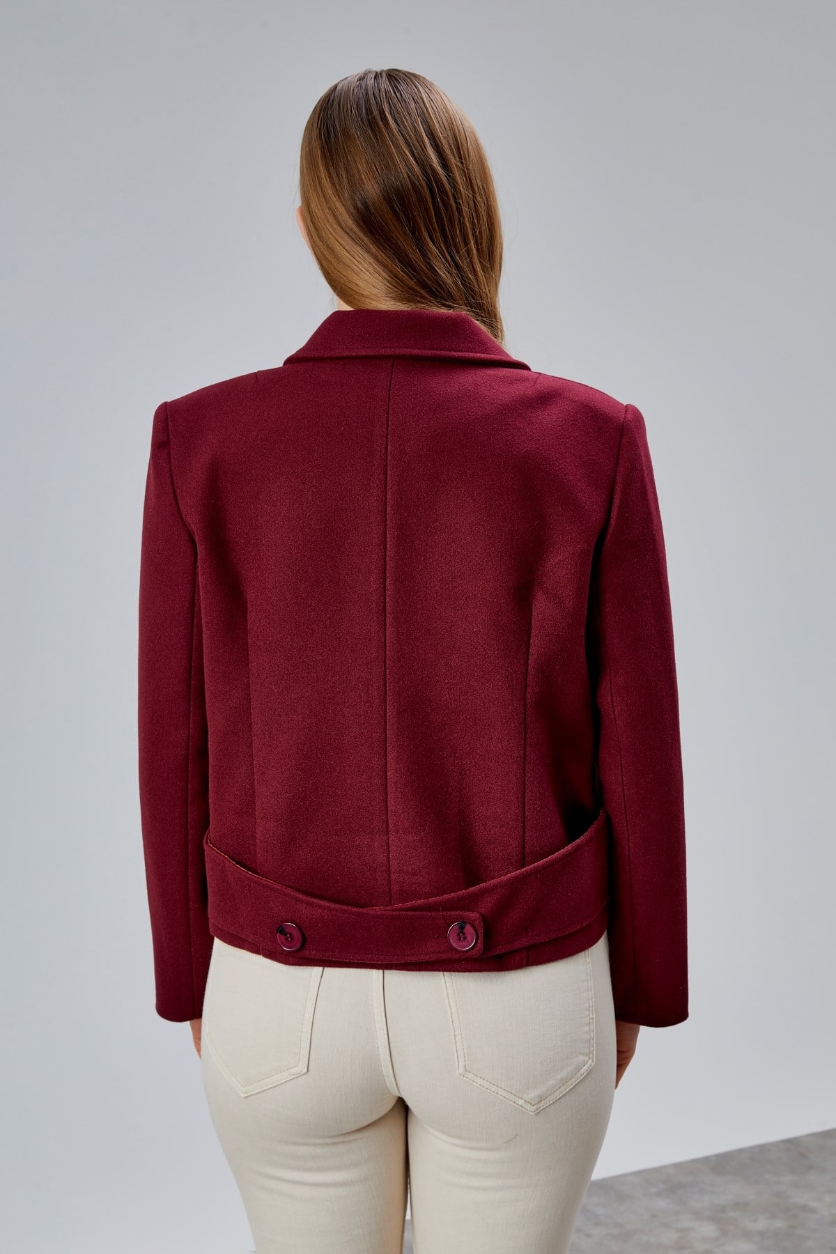 Bordo Regular Fit Premium Kısa Kaşe Ceket
