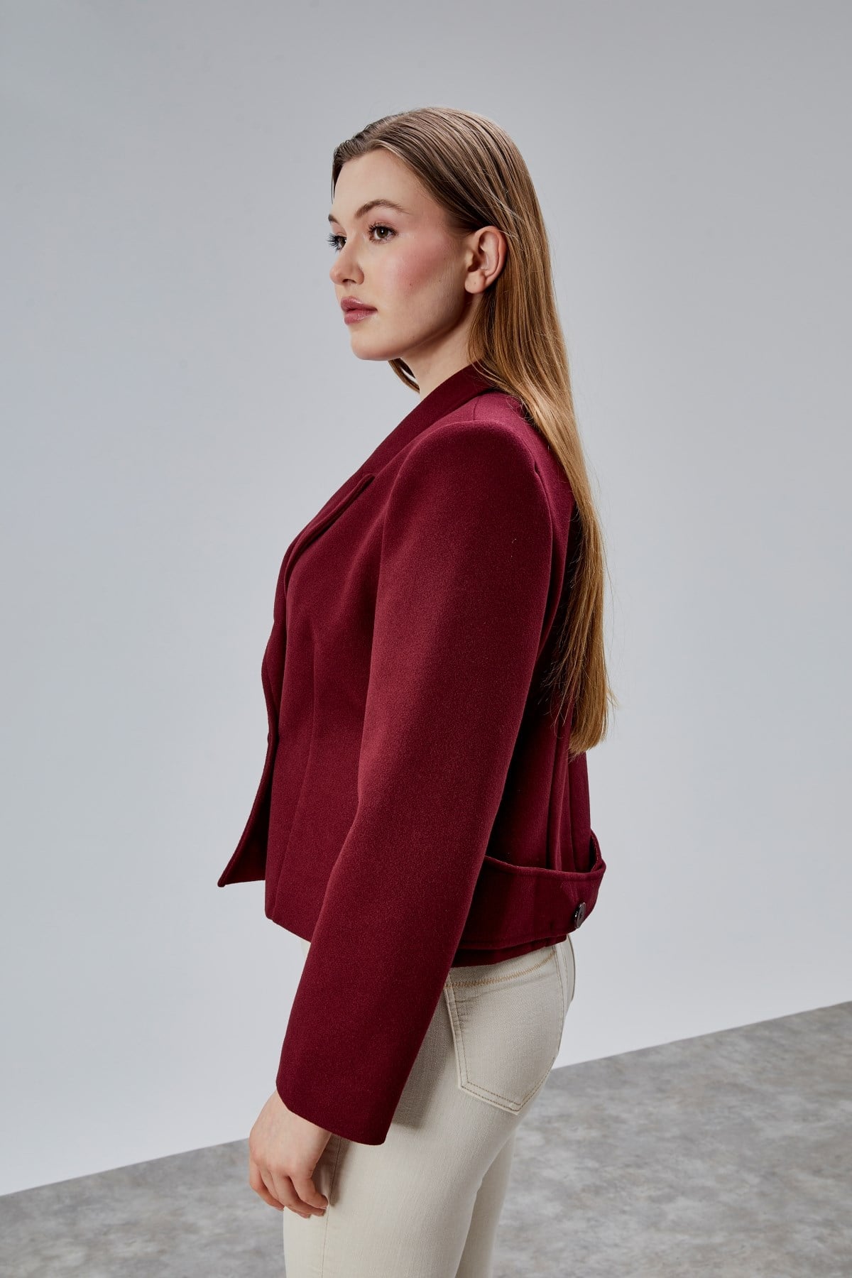 Bordo Regular Fit Premium Kısa Kaşe Ceket