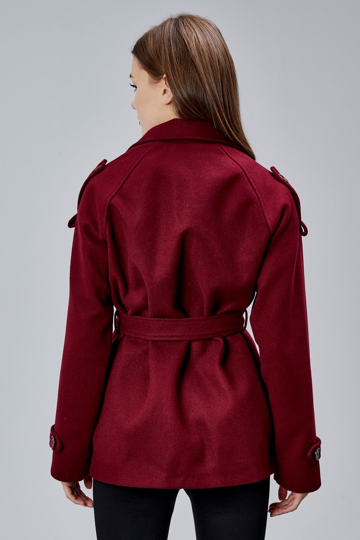 Calina Bordo Regular Fit Premium Kaşe Ceket