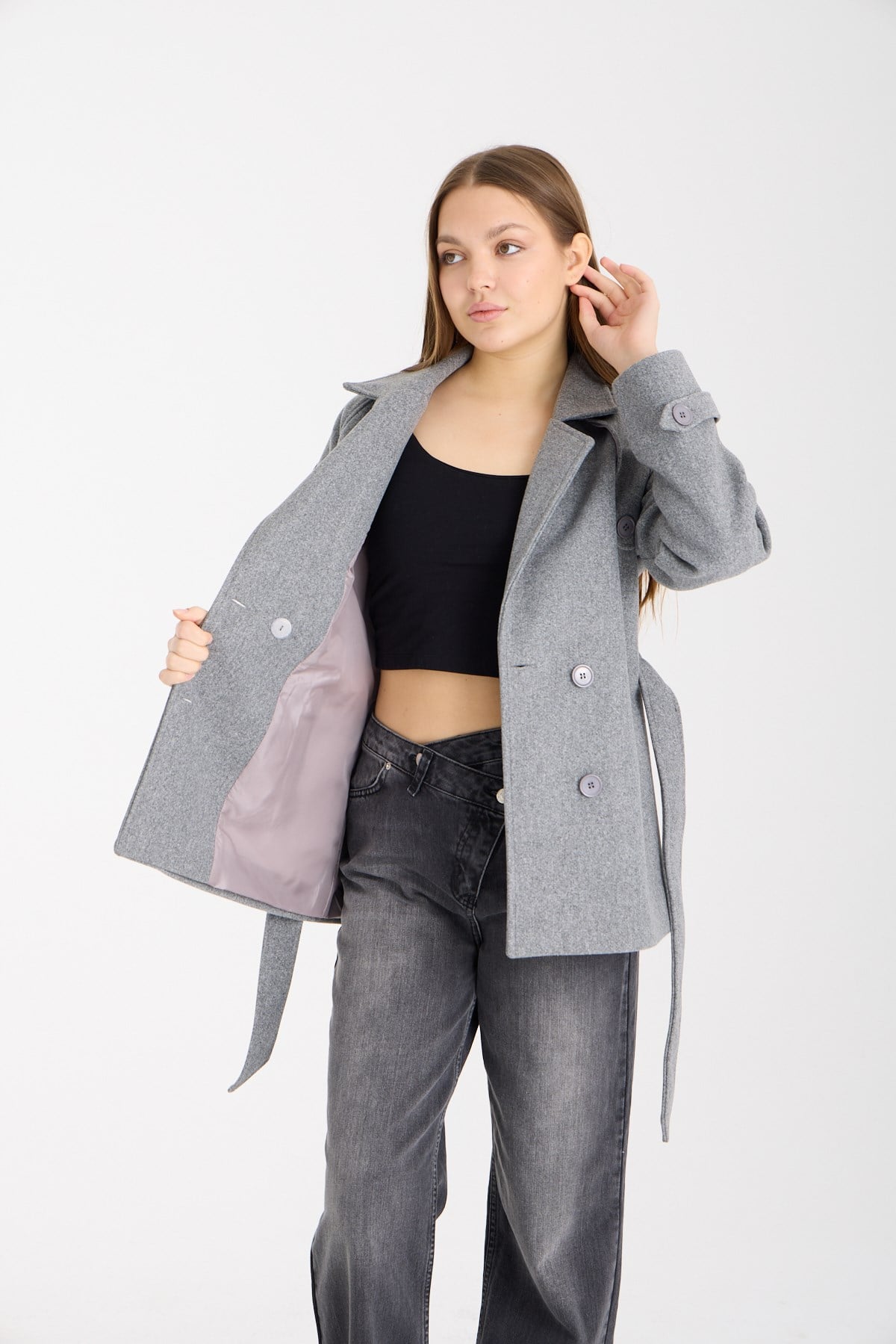 Calina Gri Regular Fit Premium Kaşe Ceket