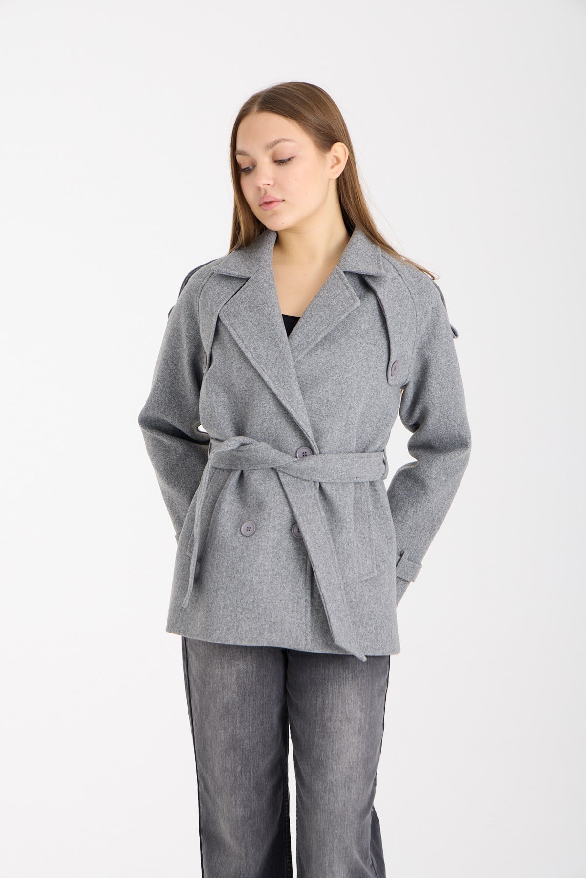 Calina Gri Regular Fit Premium Kaşe Ceket
