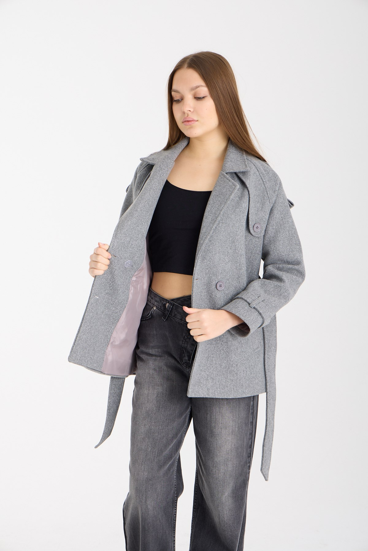 Calina Gri Regular Fit Premium Kaşe Ceket