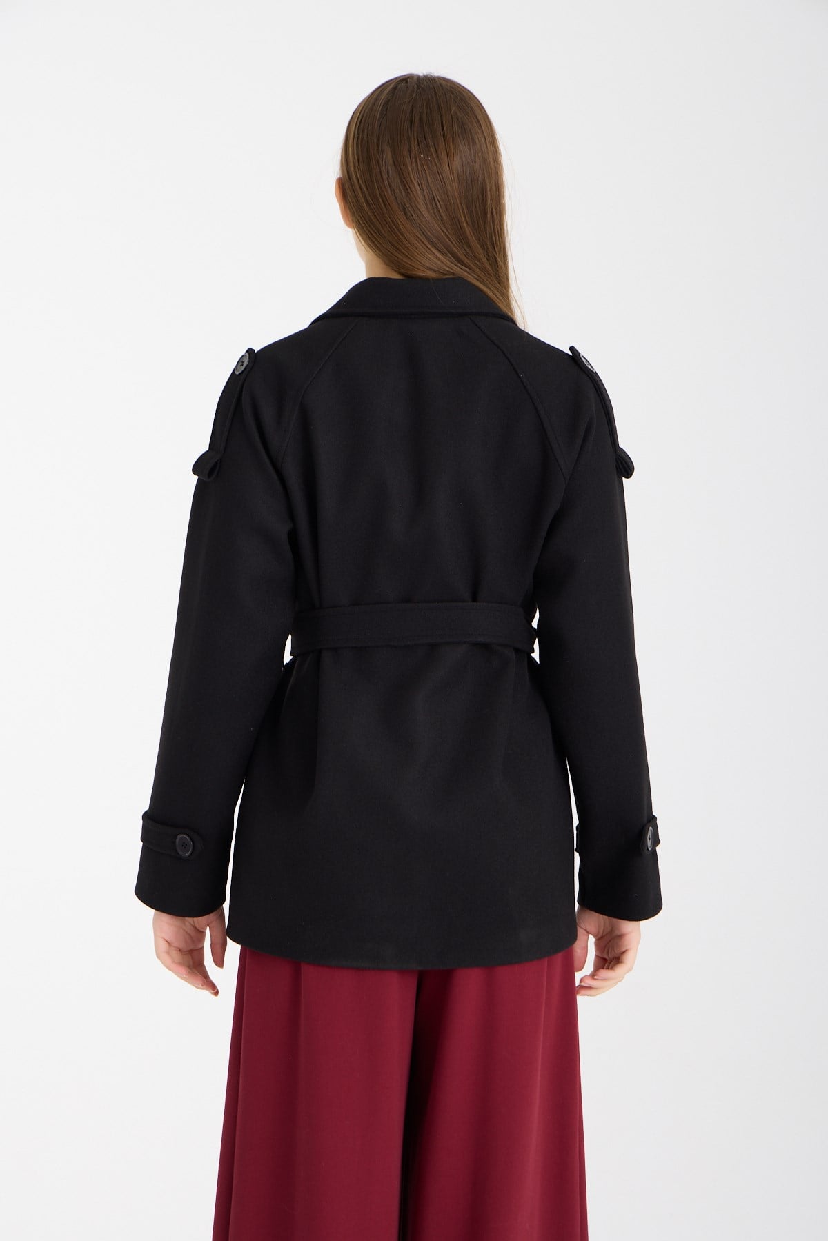 Calina Siyah Regular Fit Premium Kaşe Ceket