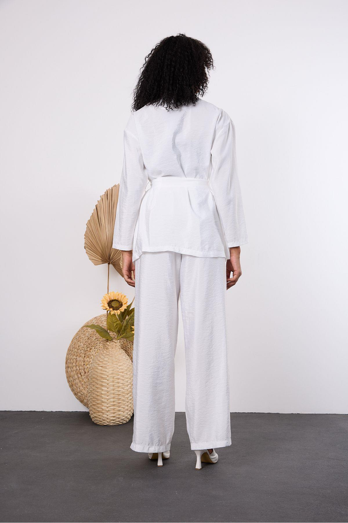 Ekru Oversize Kimono Takım