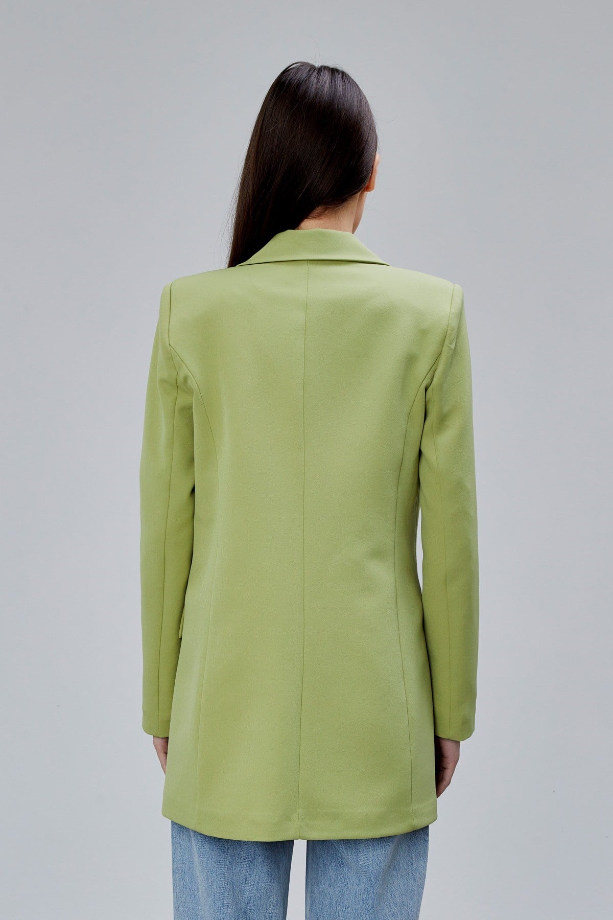 Fıstık Yeşili Oversize Dokuma Blazer Ceket