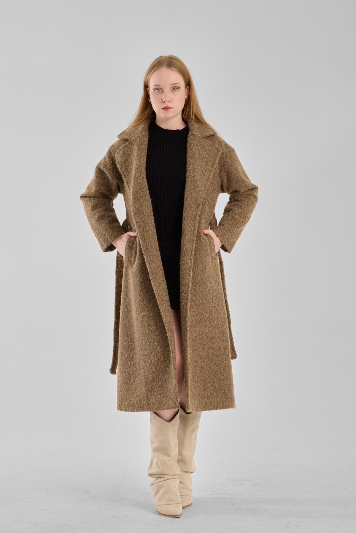 Haki Buklet Kaşe Oversize Kaban