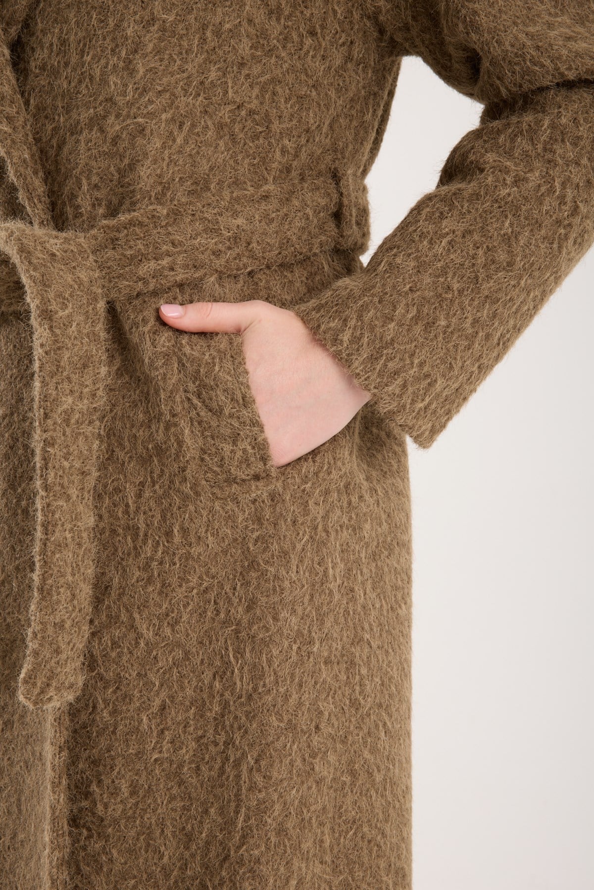 Haki Buklet Kaşe Oversize Kaban