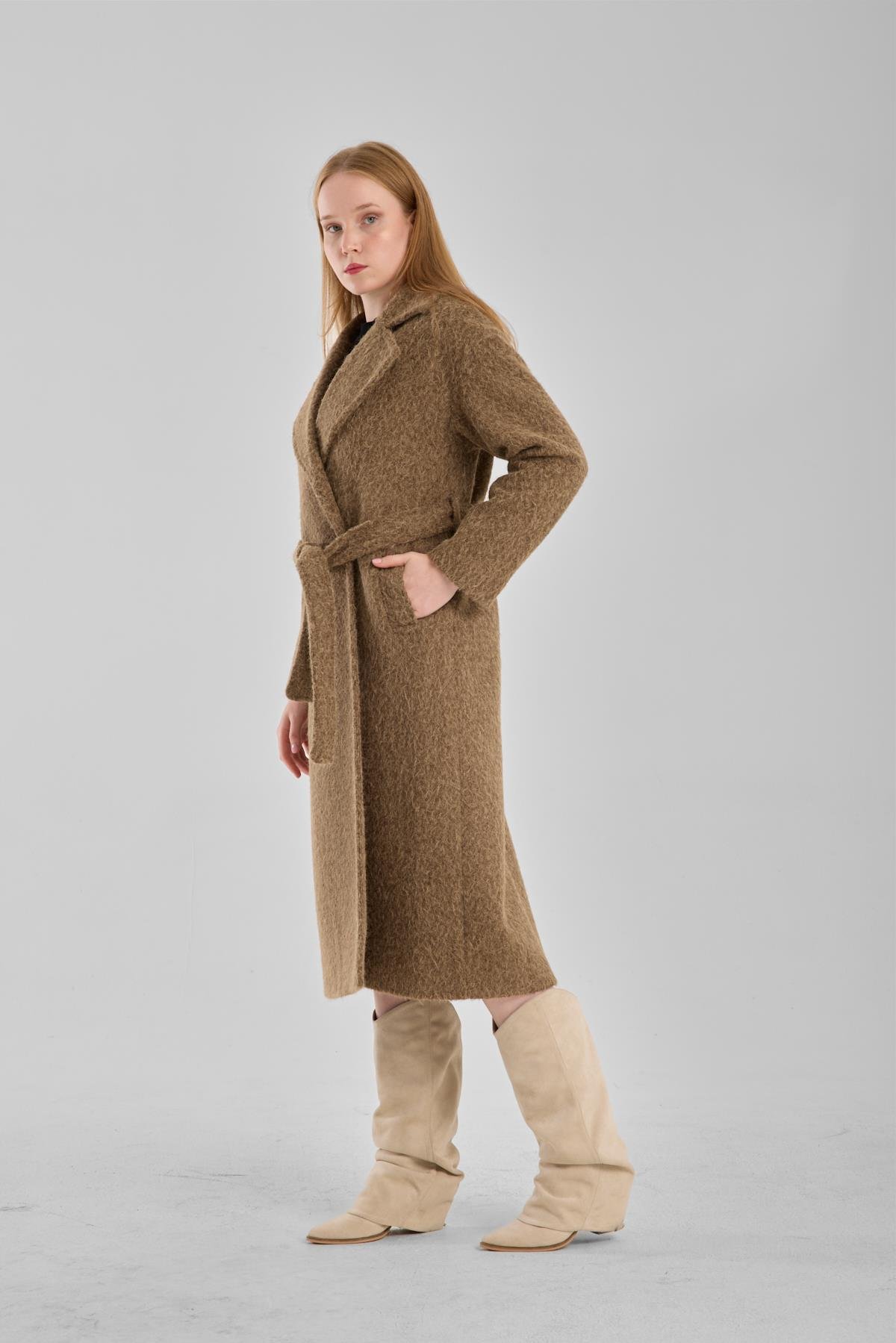 Haki Buklet Kaşe Oversize Kaban