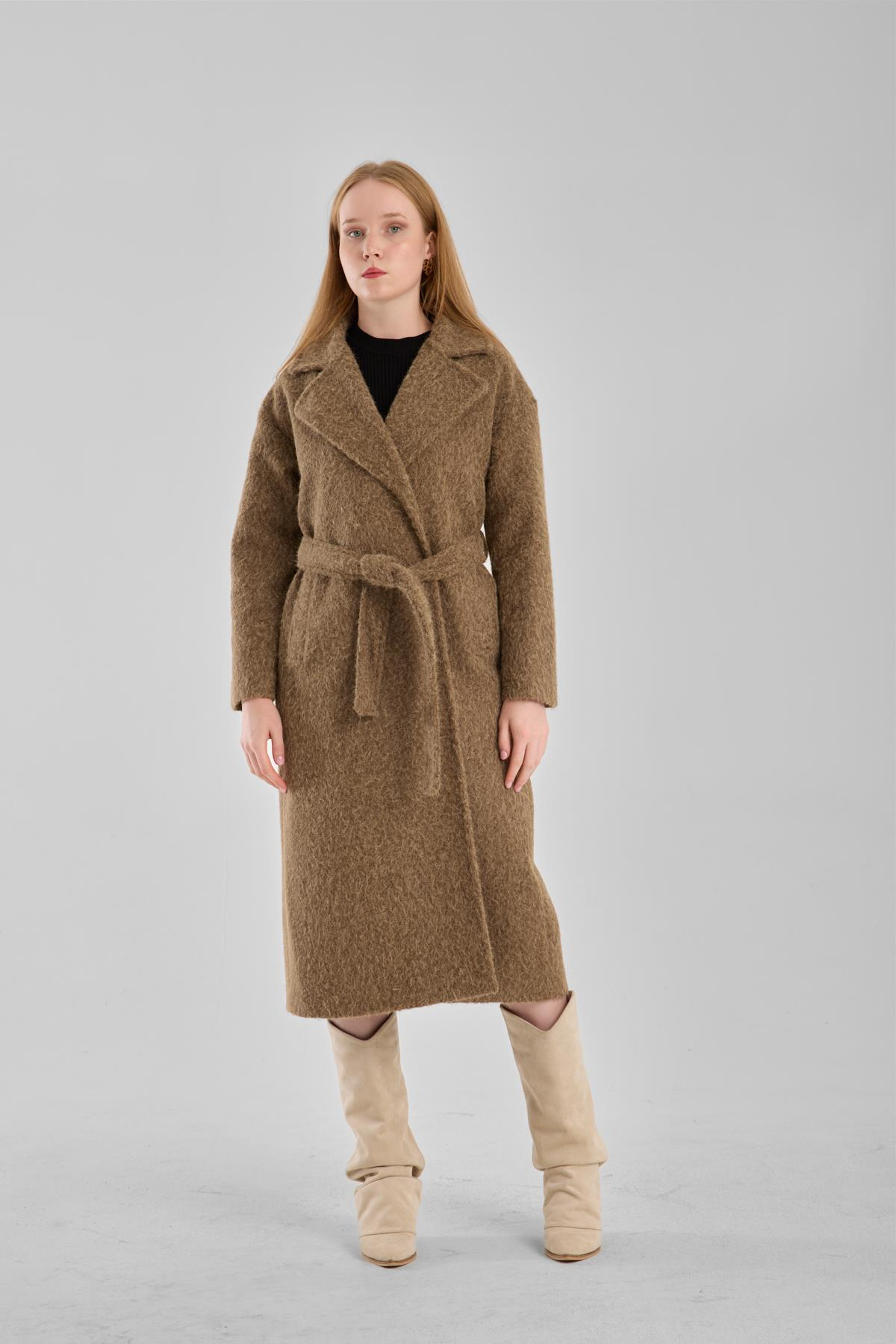 Haki Buklet Kaşe Oversize Kaban