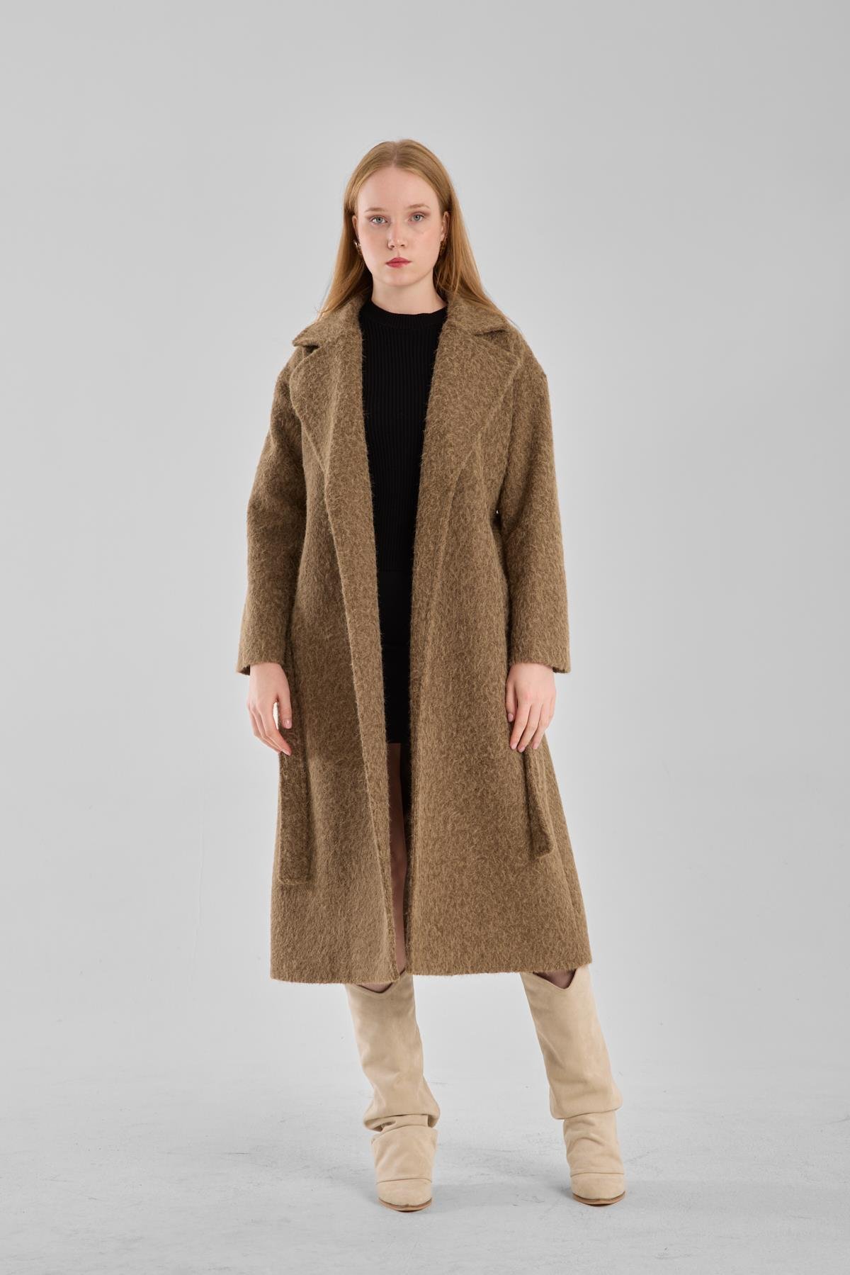 Haki Buklet Kaşe Oversize Kaban