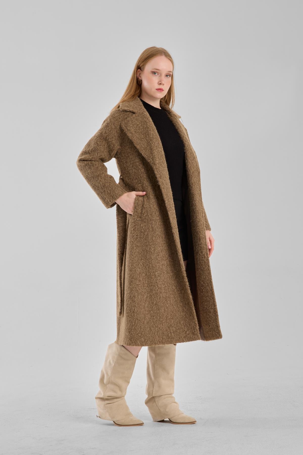 Haki Buklet Kaşe Oversize Kaban