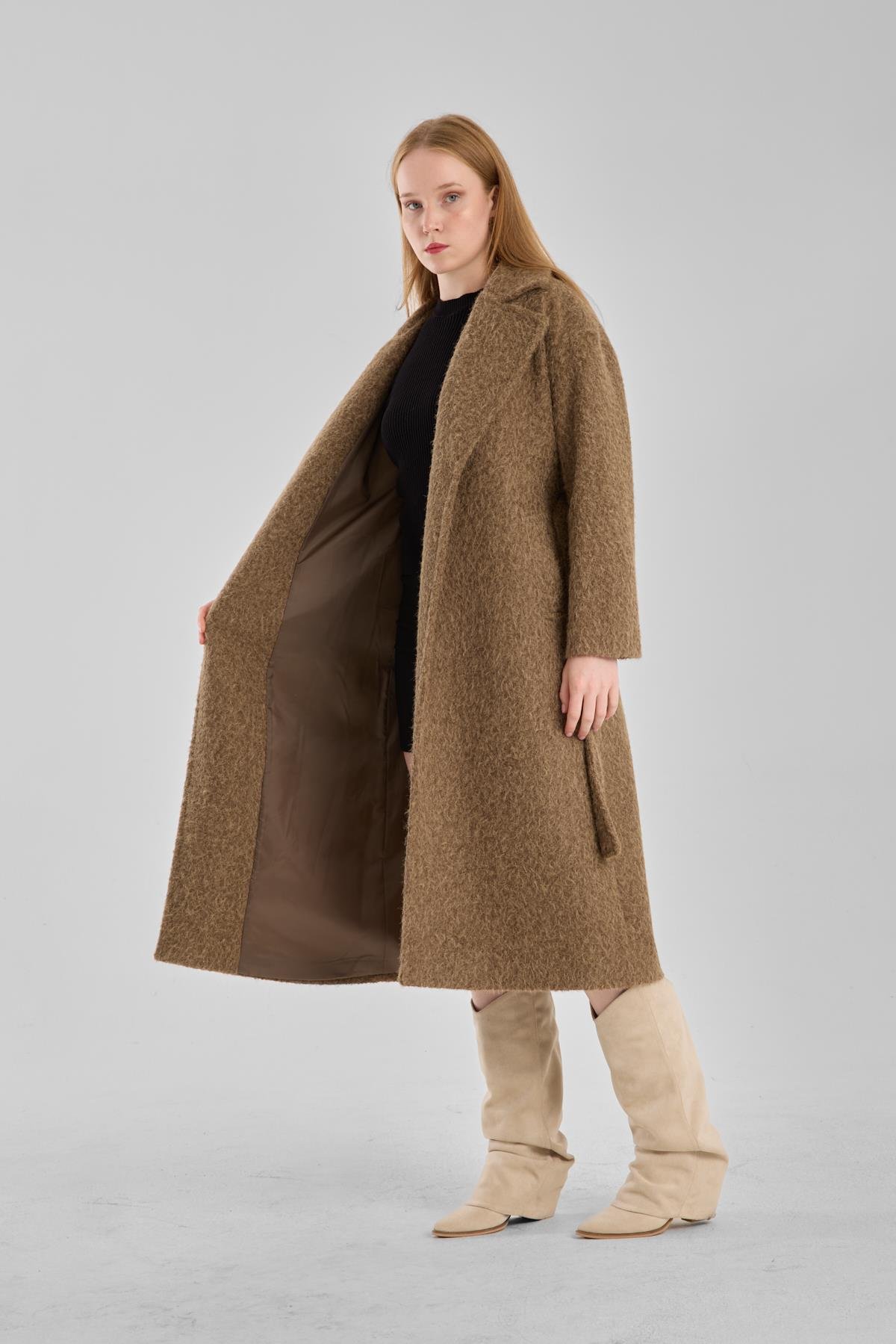 Haki Buklet Kaşe Oversize Kaban