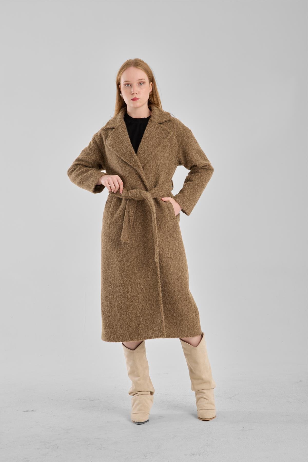Haki Buklet Kaşe Oversize Kaban