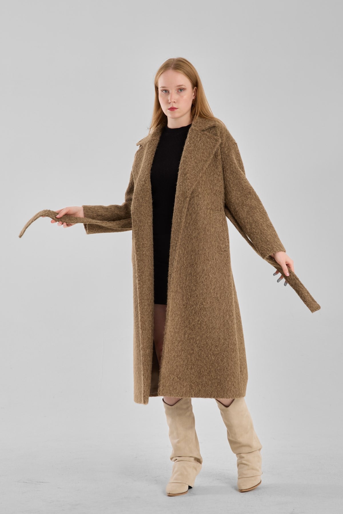 Haki Buklet Kaşe Oversize Kaban